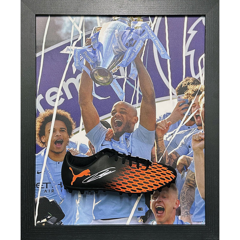 Kompany Signed Manchester City Boot (Framed)