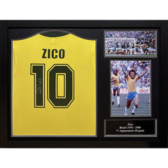 Zico Signed Brasil Shirt (Framed)