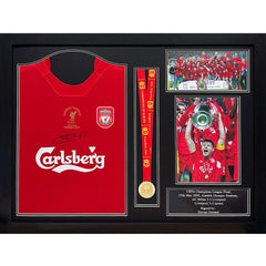 Gerrard Signed Liverpool Shirt & Medal (Framed)