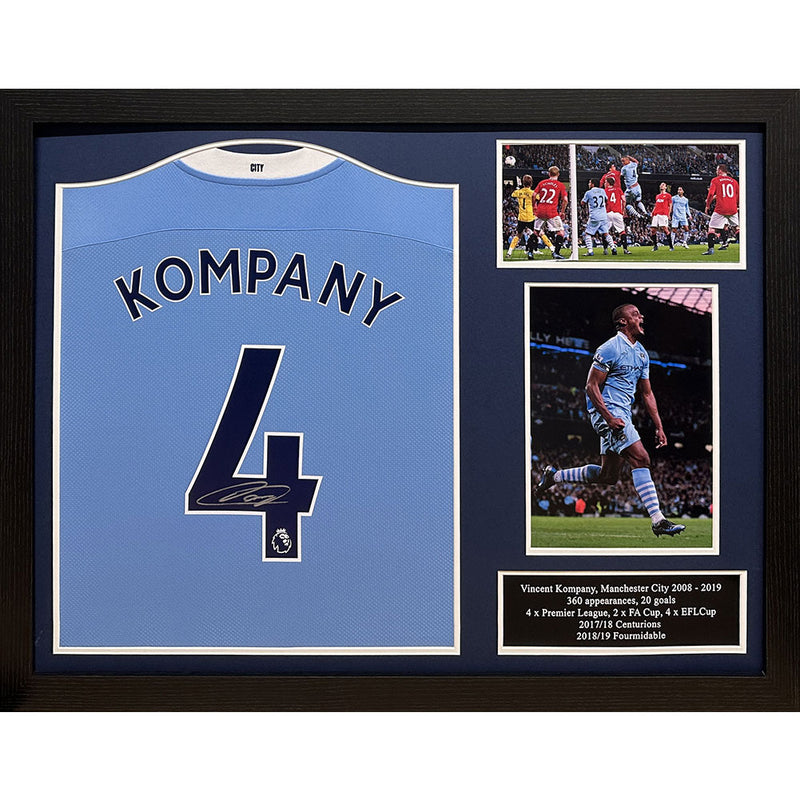 Kompany Signed Manchester City Shirt (Framed)