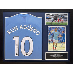 Aguero Signed Manchester City Shirt (Framed)