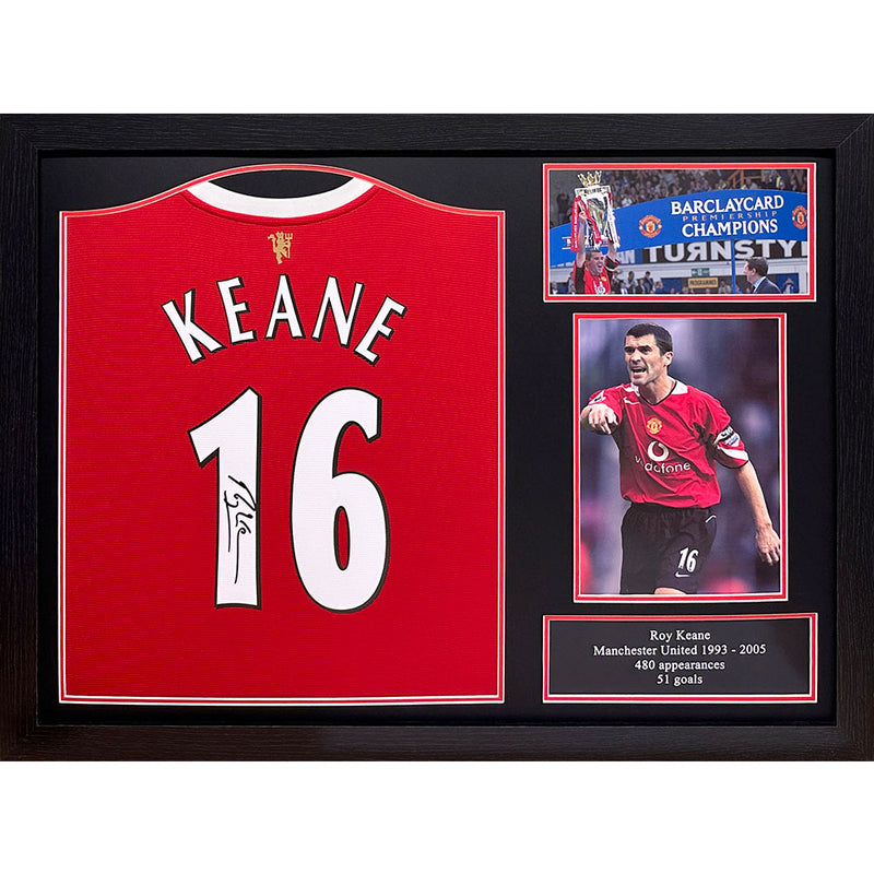 Keane Signed Manchester United Shirt (Framed)