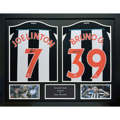 Guimaraes & Joelinton Signed Newcastle Shirts (Dual Framed)