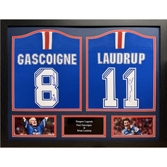 Laudrup & Gascoigne Signed Rangers Shirts (Dual Framed)