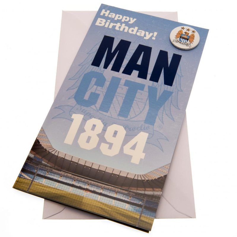 Manchester City FC Birthday Card & Badge EST