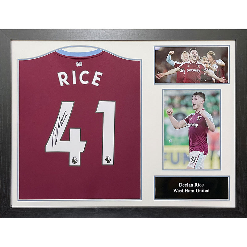 West Ham United FC Rice Signed Shirt (Framed)