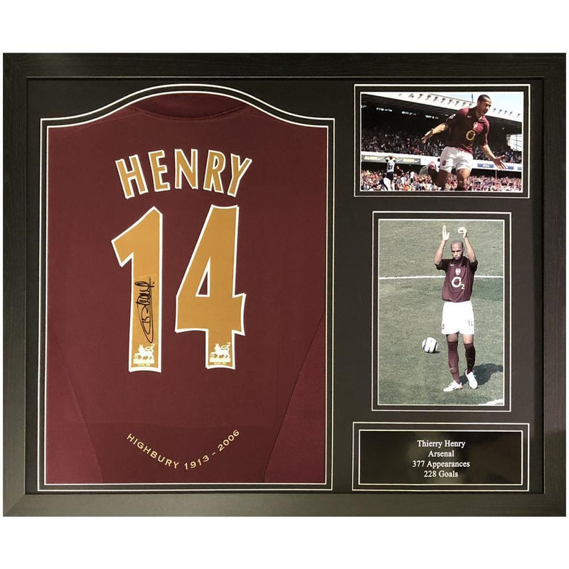 Arsenal FC Henry Signed Shirt Redcurrant (Framed)