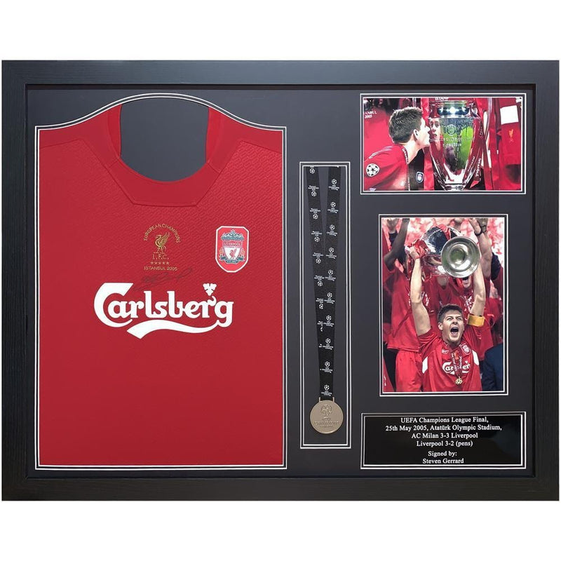 Liverpool FC Gerrard Signed Shirt Istanbul (Framed)